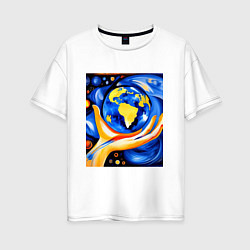 Женская футболка оверсайз Земля в ладони