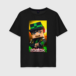 Футболка оверсайз женская Roblox green man, цвет: черный