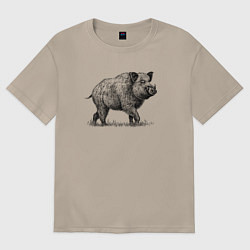 Женская футболка оверсайз Кабан гуляет