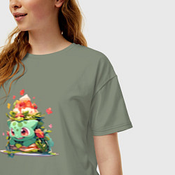 Футболка оверсайз женская Малыш Бульбазавр, цвет: авокадо — фото 2