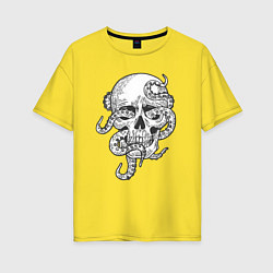 Футболка оверсайз женская Skull octopus, цвет: желтый