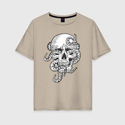 Женская футболка оверсайз Skull octopus