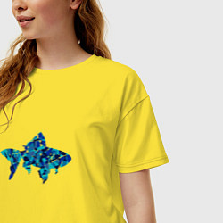 Футболка оверсайз женская Морская рыбка из мозаики, цвет: желтый — фото 2