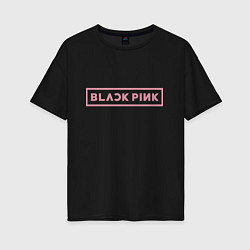 Женская футболка оверсайз Black pink - logotype - South Korea