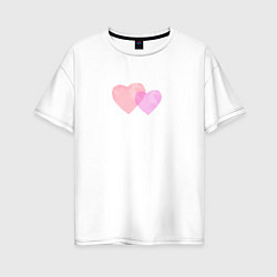 Женская футболка оверсайз Два розовых сердца