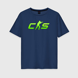 Футболка оверсайз женская CS2 green logo, цвет: тёмно-синий