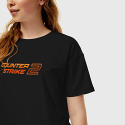 Футболка оверсайз женская Counter strike 2 orange logo, цвет: черный — фото 2