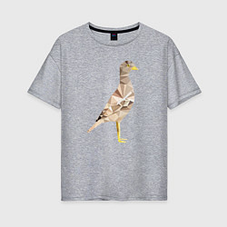 Женская футболка оверсайз Авдотка птица в стиле Low Poly