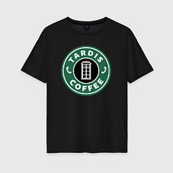 Женская футболка оверсайз Tardis coffee