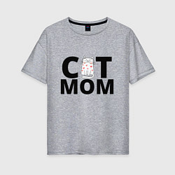 Женская футболка оверсайз Мама любит котика