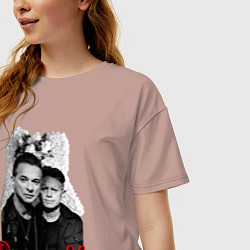 Футболка оверсайз женская Depeche Mode - Dave Gahan and Martin Gore, цвет: пыльно-розовый — фото 2