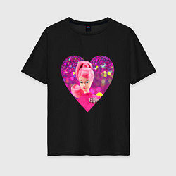 Женская футболка оверсайз Барби сердечко