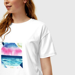 Футболка оверсайз женская Абстрактное море закат рассвет, цвет: белый — фото 2