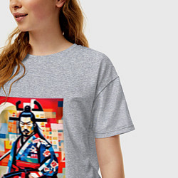 Футболка оверсайз женская Самурай на изготовке, цвет: меланж — фото 2