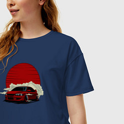Футболка оверсайз женская Mitsubishi Evo 8, цвет: тёмно-синий — фото 2