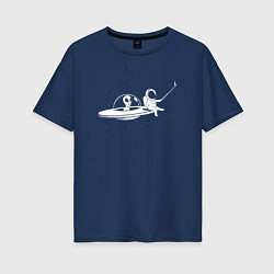 Женская футболка оверсайз Космическое селфи