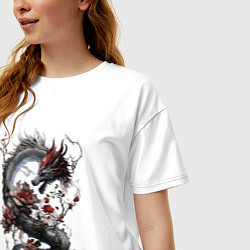 Футболка оверсайз женская Древесный дракон - дух леса, цвет: белый — фото 2