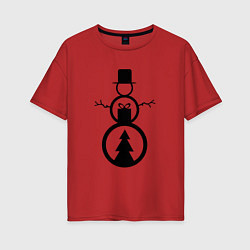 Женская футболка оверсайз Креативный новогодний снеговик