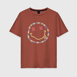 Женская футболка оверсайз Nirvana - floral logo