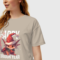 Футболка оверсайз женская Happy Dragon year, цвет: миндальный — фото 2