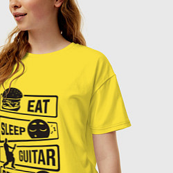 Футболка оверсайз женская Eat sleep guitar repeat, цвет: желтый — фото 2