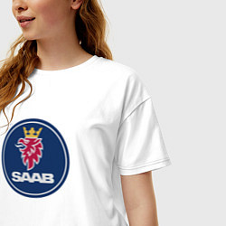 Футболка оверсайз женская Saab sport auto, цвет: белый — фото 2