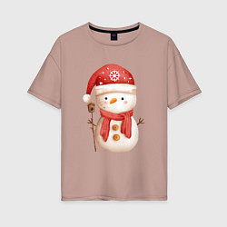 Женская футболка оверсайз Маленький снеговик