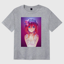 Футболка оверсайз женская Anime Girl refflex, цвет: меланж