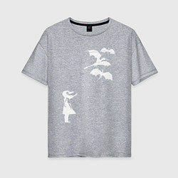 Женская футболка оверсайз Девочка и драконы