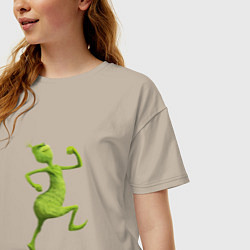 Футболка оверсайз женская Веселый Гринч похититель Рождества, цвет: миндальный — фото 2