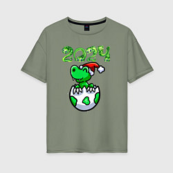 Женская футболка оверсайз Дракончик вылупился из яйца