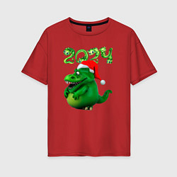 Женская футболка оверсайз Толстый дракон 2024
