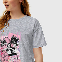 Футболка оверсайз женская Blackpink коллаж, цвет: меланж — фото 2