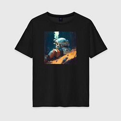 Женская футболка оверсайз Космонавт и лес
