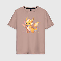 Женская футболка оверсайз Милый жёлтый дракончик