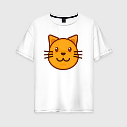 Футболка оверсайз женская Оранжевый котик счастлив, цвет: белый