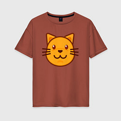 Женская футболка оверсайз Оранжевый котик счастлив
