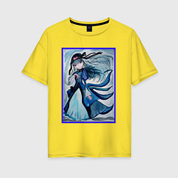 Женская футболка оверсайз Девушка ночь в стиле аниме