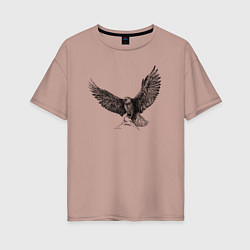 Футболка оверсайз женская Орёл машет крыльями, цвет: пыльно-розовый