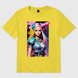 Футболка оверсайз женская Кукла Барби - киберпанк, цвет: желтый