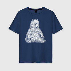 Женская футболка оверсайз Медведь сидит отдыхает