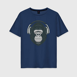 Женская футболка оверсайз Monkey music
