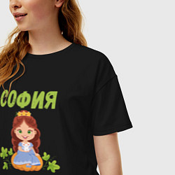 Футболка оверсайз женская София - двочка принцесса, цвет: черный — фото 2