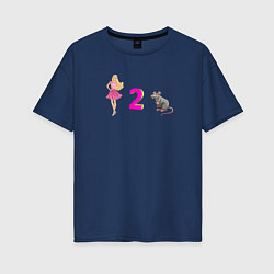 Женская футболка оверсайз Барби и крыса
