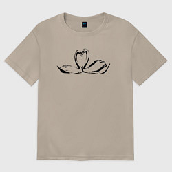 Женская футболка оверсайз Пара лебедей трафарет