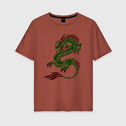 Женская футболка оверсайз Символ года - зелёный дракон