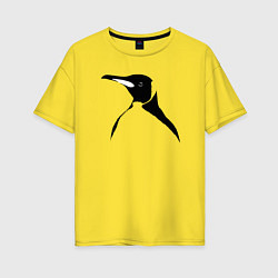 Футболка оверсайз женская Пингвин в профиль трафарет, цвет: желтый