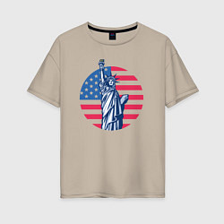 Футболка оверсайз женская Statue of Liberty, цвет: миндальный