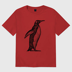 Женская футболка оверсайз Пингвин сбоку