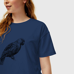 Футболка оверсайз женская Попугай амазон, цвет: тёмно-синий — фото 2